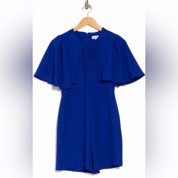 CALVIN KLEIN Flutter Sleeve Romper Ultramarine, Size 8 - Picture 3 of 5